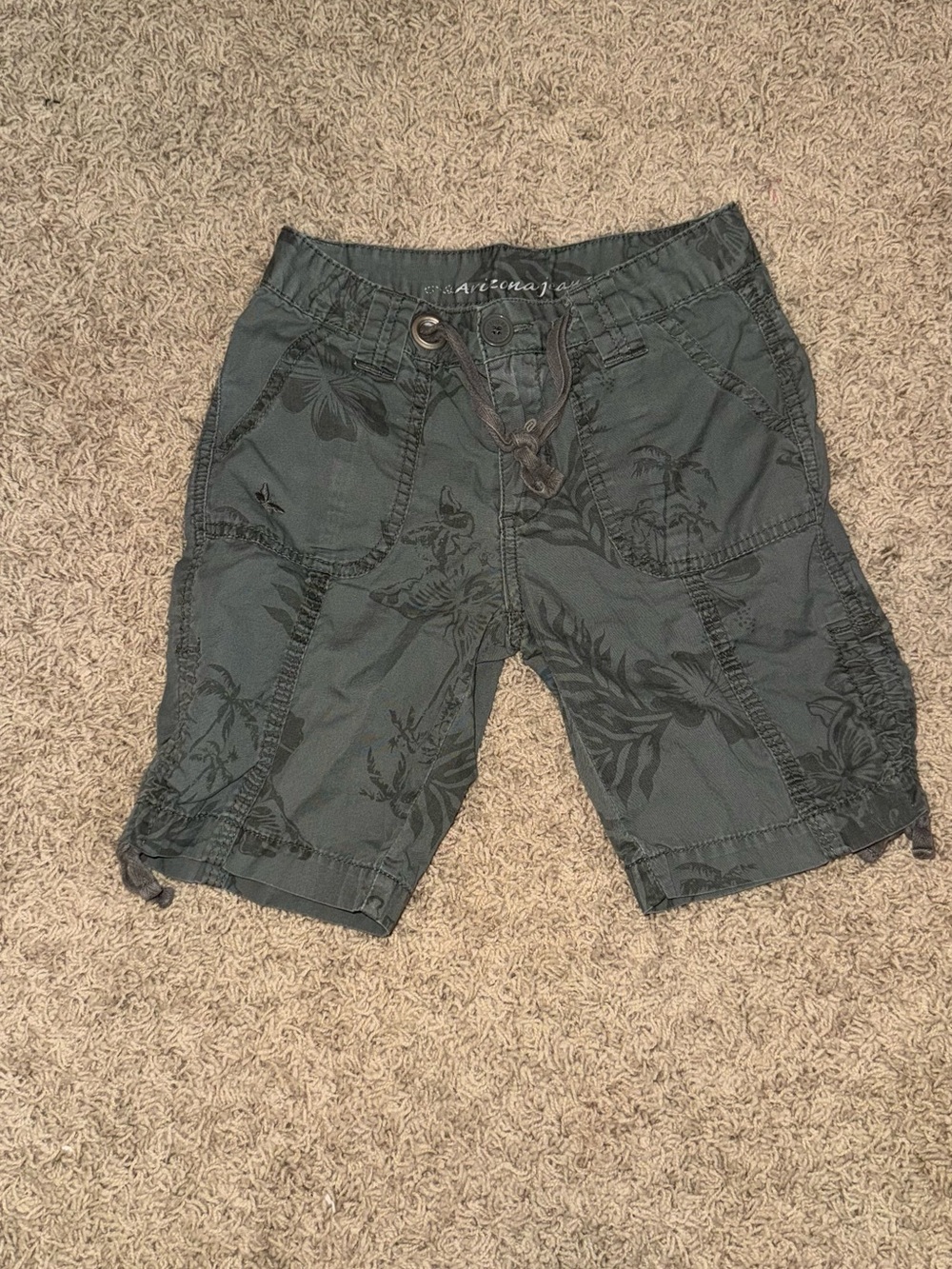 Girl’s Olive Green Floral Cargo Shorts